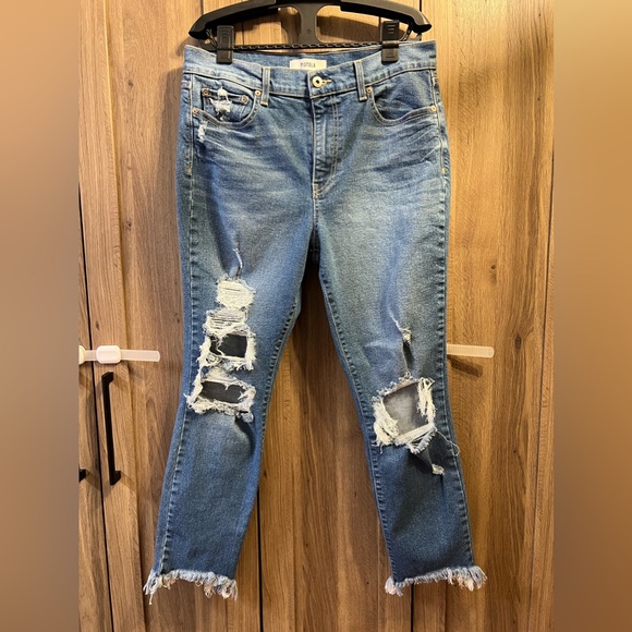 pistola Denim - Pistola Crop Jeans Women’s 31 Distressed Monroe Raw Hem High Rise
